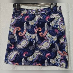 Croft & Barrow Women's Colorful Paisley Print Stretch Five Pockets Skort Size 6